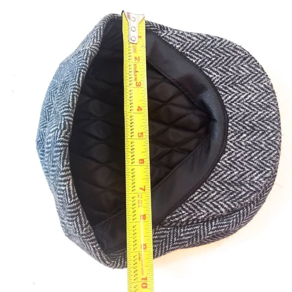 Dorfman Pacific Black & Gray Men's Classic Herringbone Ivy Cap